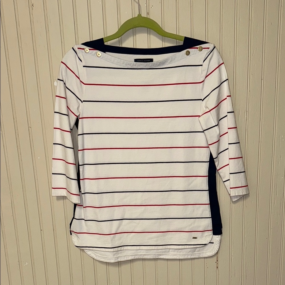 Tommy Hilfiger SZ M Nautical Preppy Beach 100%Cotton Red/White/Blue